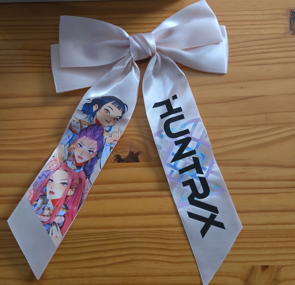Kpop Inspired Graphic Print Satin Hair Bow